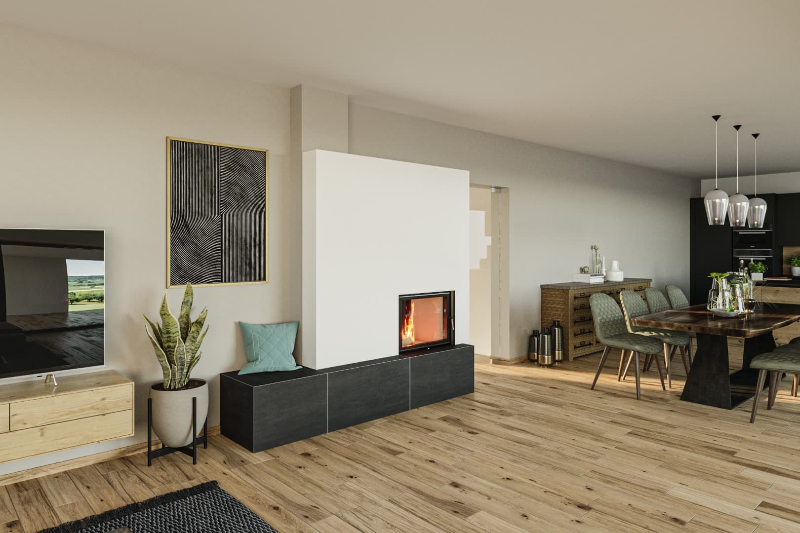 Durchsicht Kachelofen für modernes Design