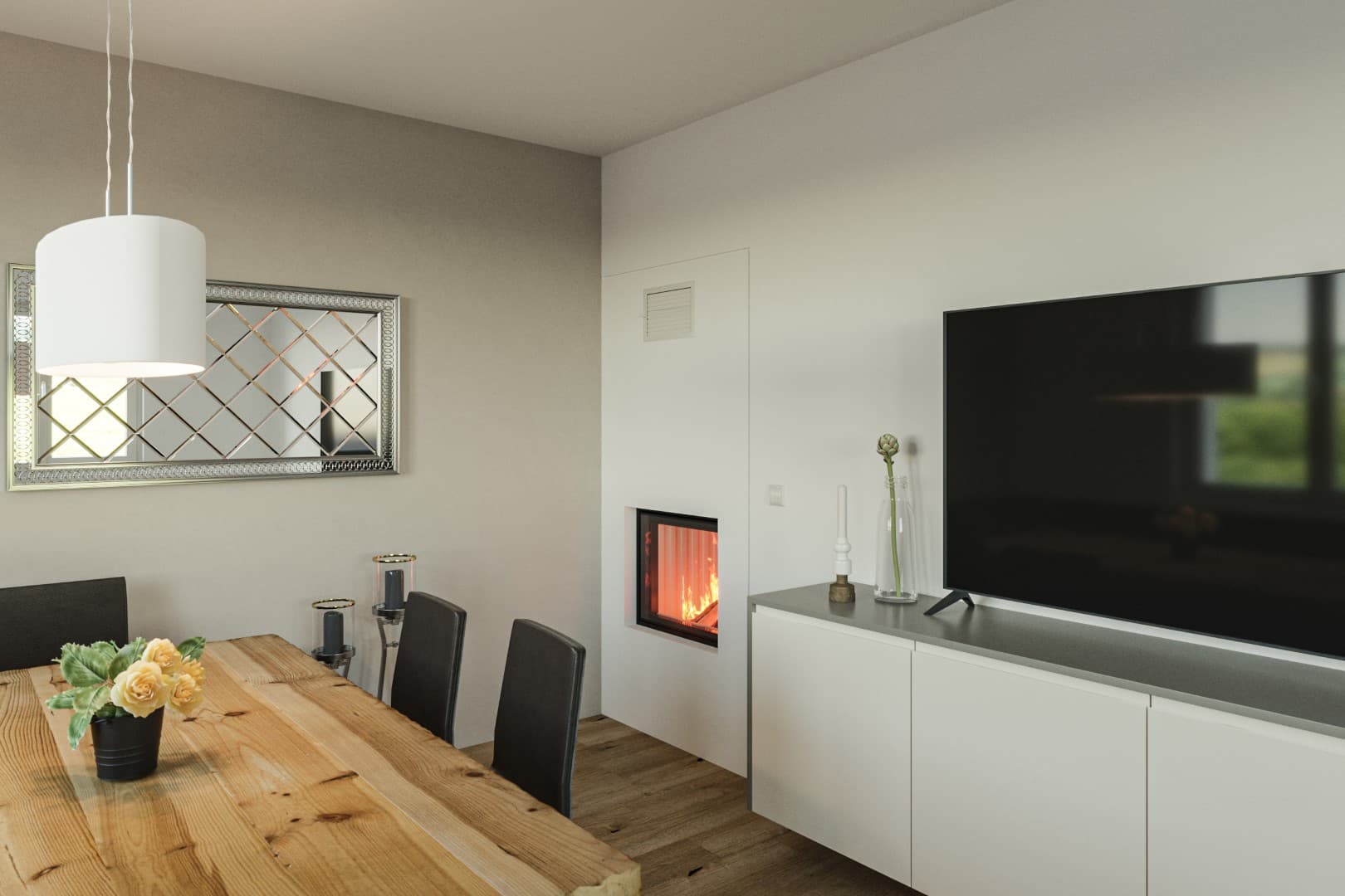Durchsicht Kachelofen für modernes Design