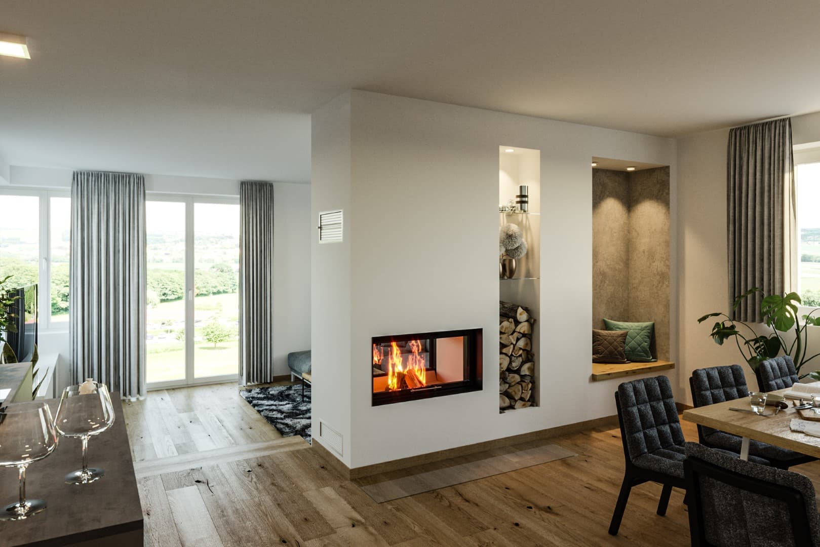 Durchsicht Kachelofen für moderne Wohnräume