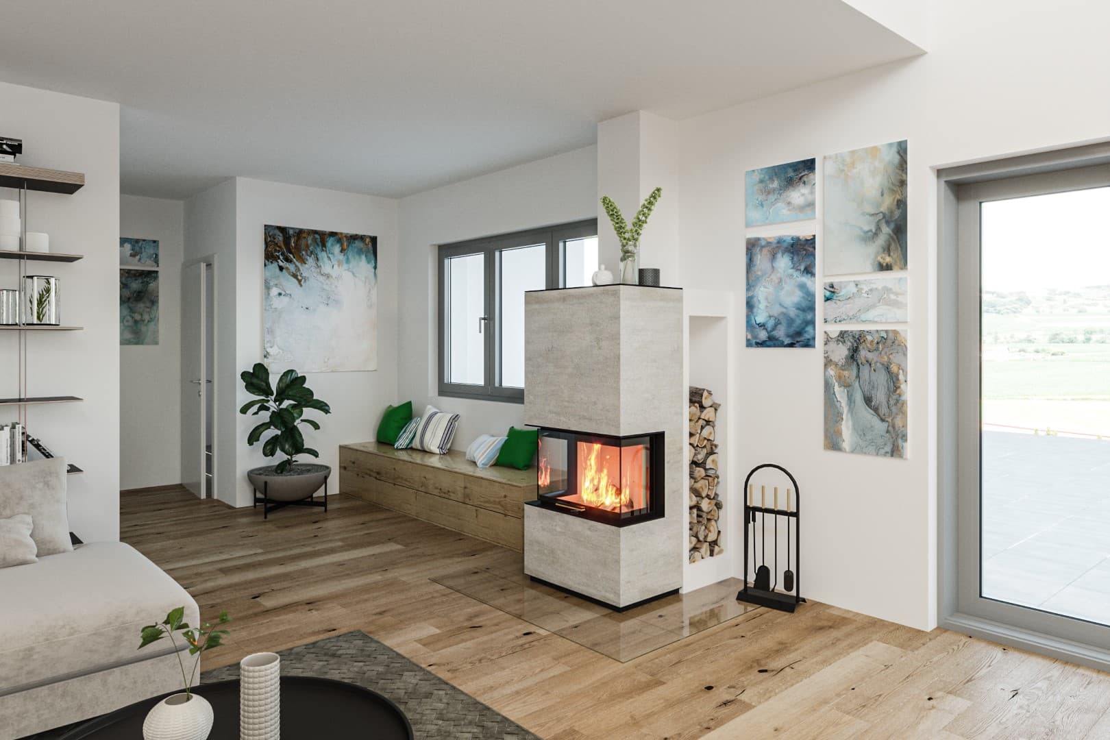 Freistehender Kachelofen für moderne Häuser