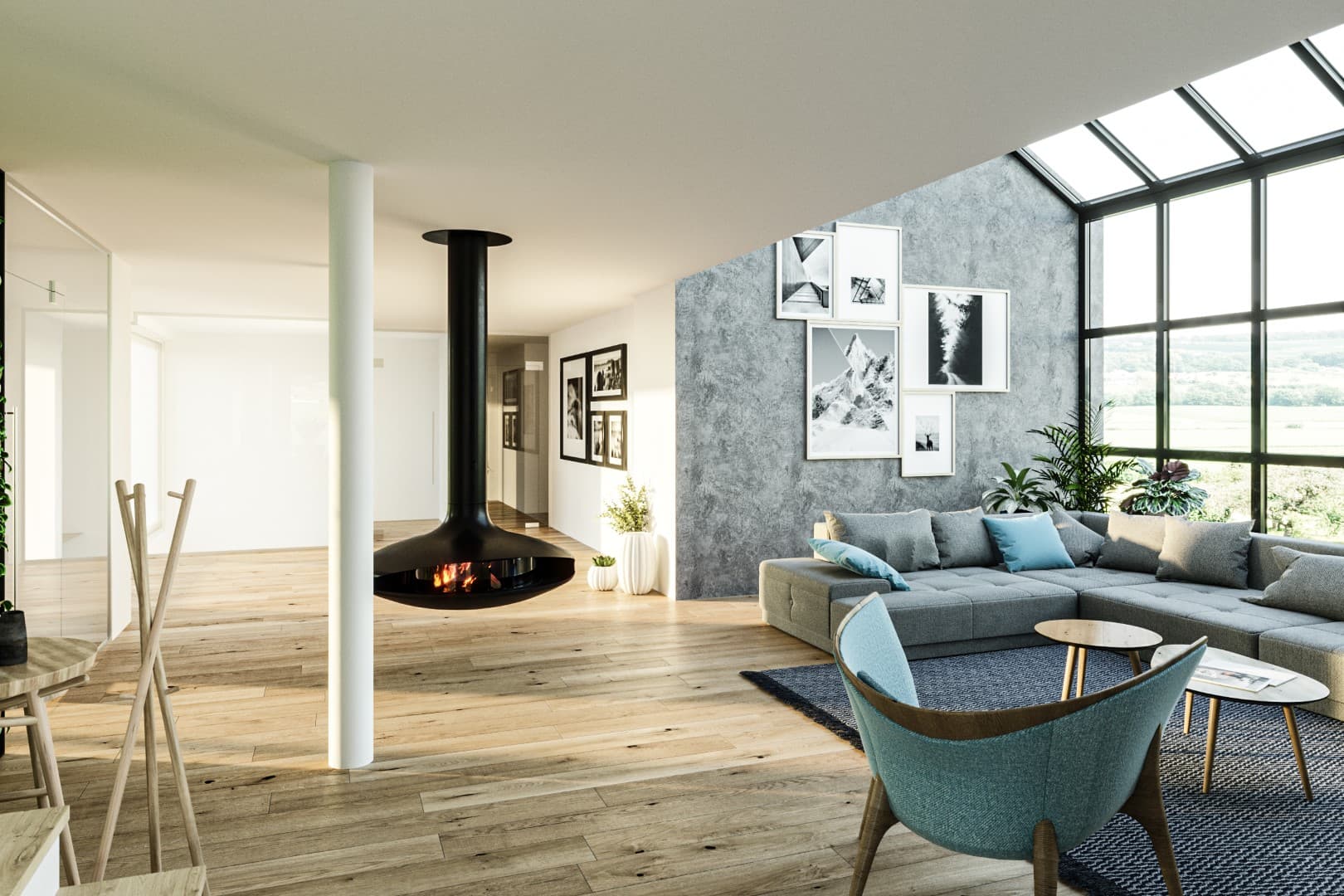 Freistehender Kachelofen für modernes Design