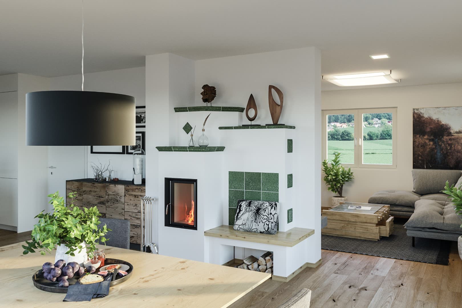 Klassischer Kachelofen für modernes Design