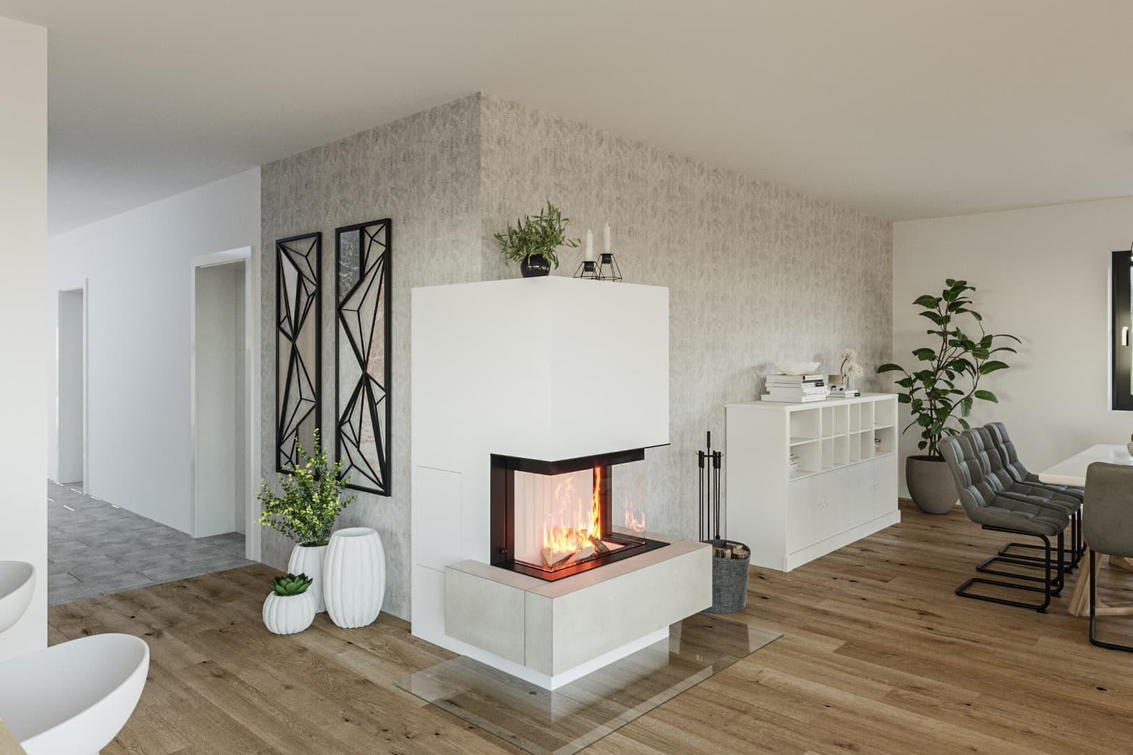 Moderne Kachelöfen mit großen Sichtfenstern