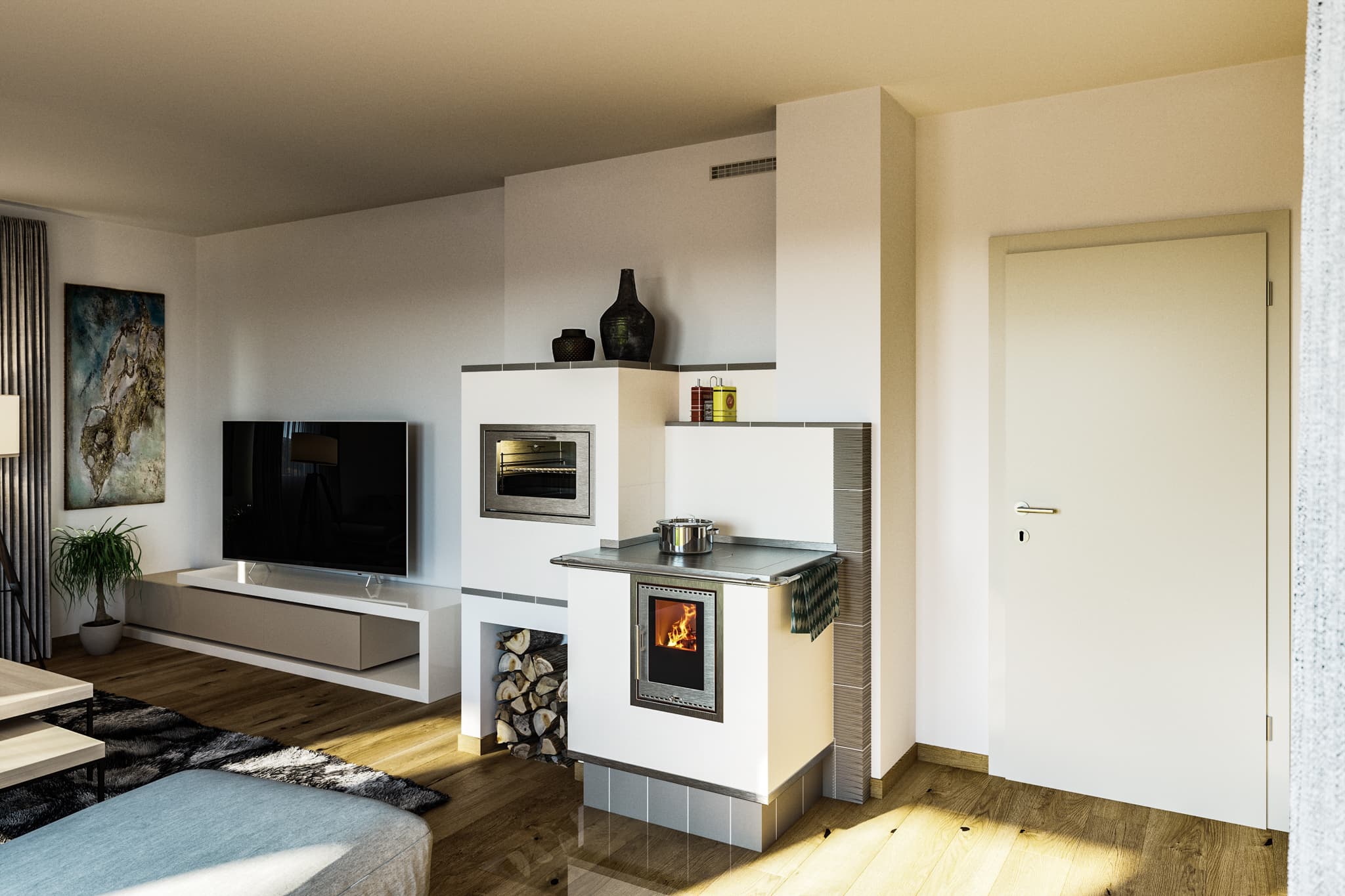 Funktionaler Herd mit Kamin – das Herzstück urbanen Wohnens
