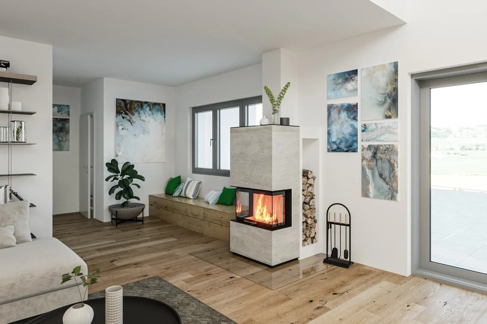 Freistehender Kachelofen für moderne Häuser