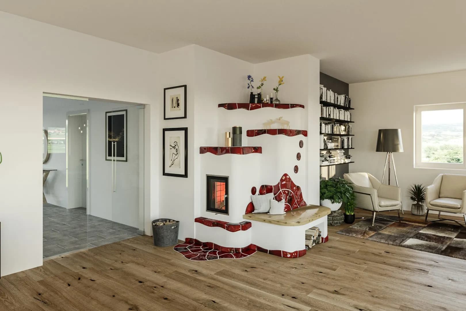 Klassischer Kachelofen für moderne Wohnräume