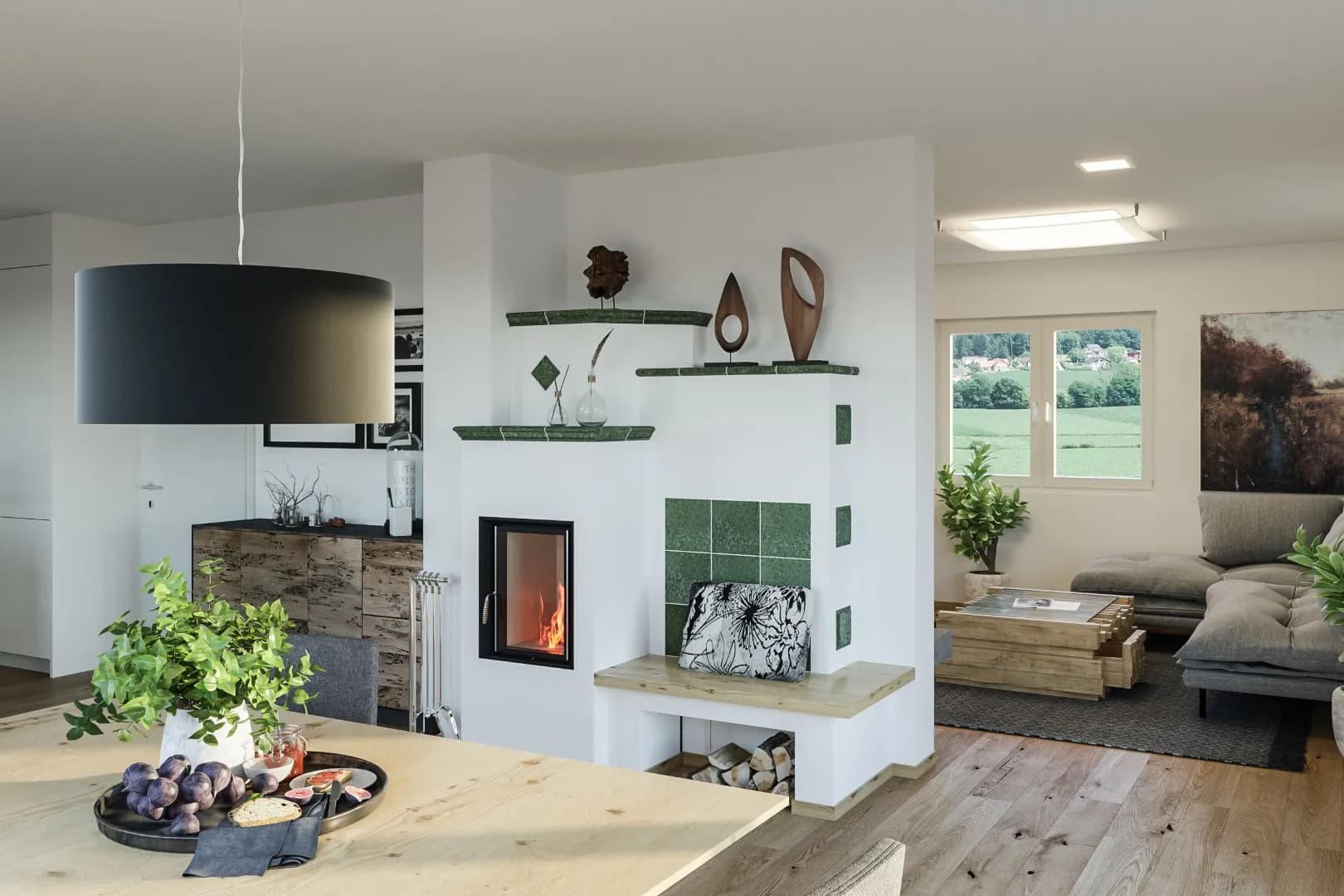 Klassischer Kachelofen für modernes Design